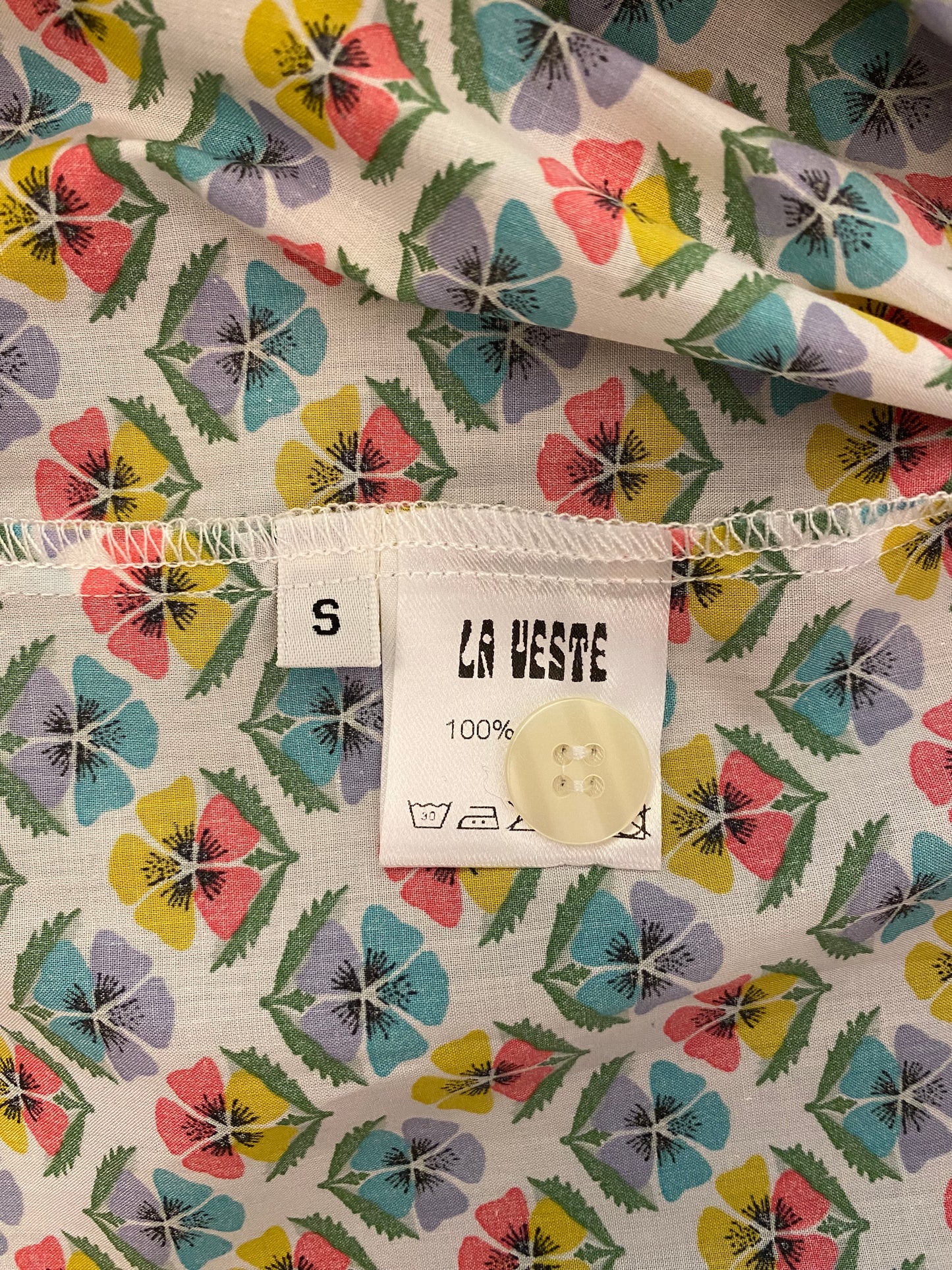 LA VESTE Tea Time Floral-Print Cotton Shirt Size S