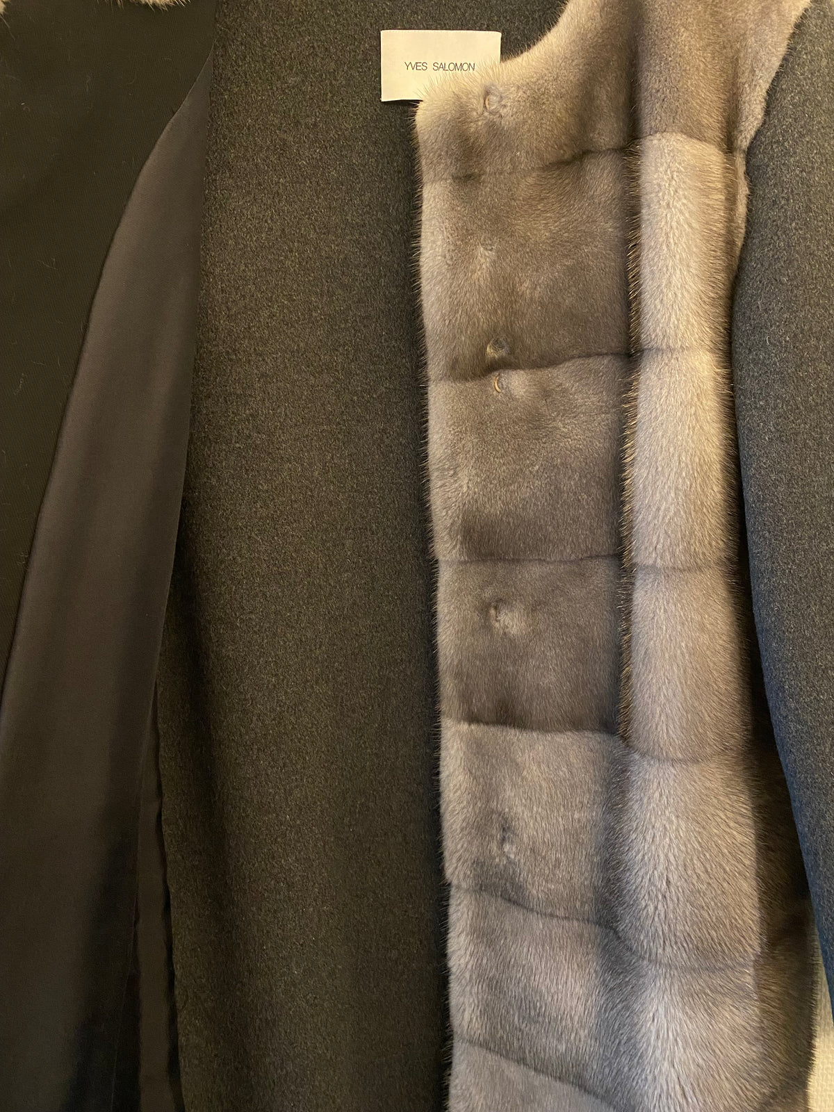 YVES SALOMON Luxury Mink Fur & Cashmere Blend Coat Size 38