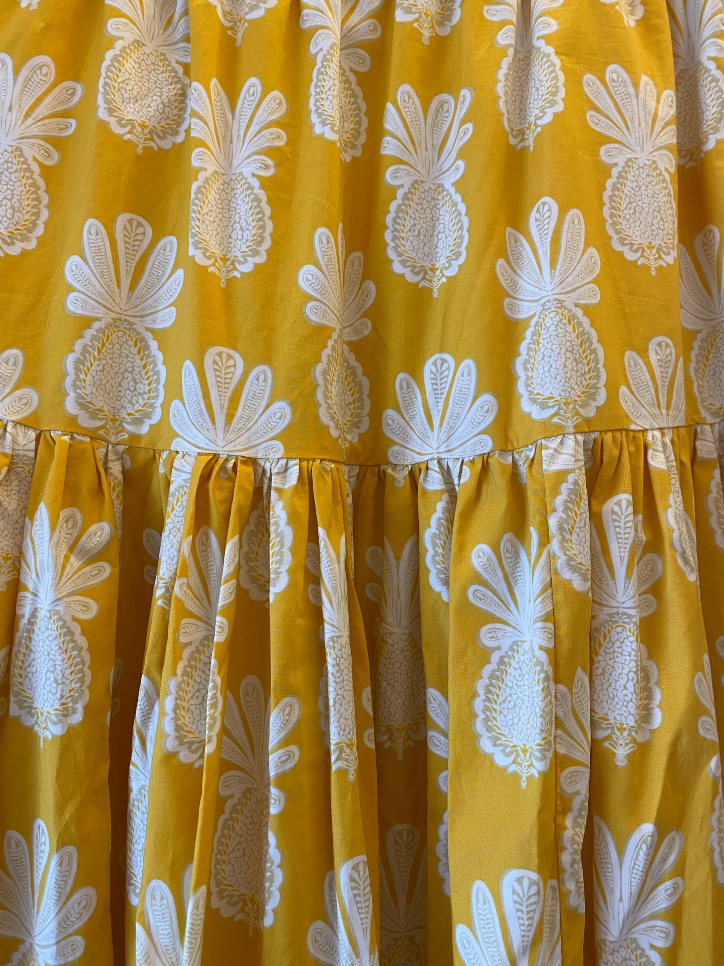 LA DOUBLE J Pineapple-Print Tiered Cotton Maxi Skirt Size XS