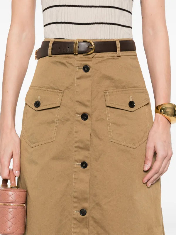 SAINT LAURENT Cotton Midi Skirt Size Fr 38