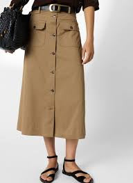 SAINT LAURENT Cotton Midi Skirt Size Fr 38