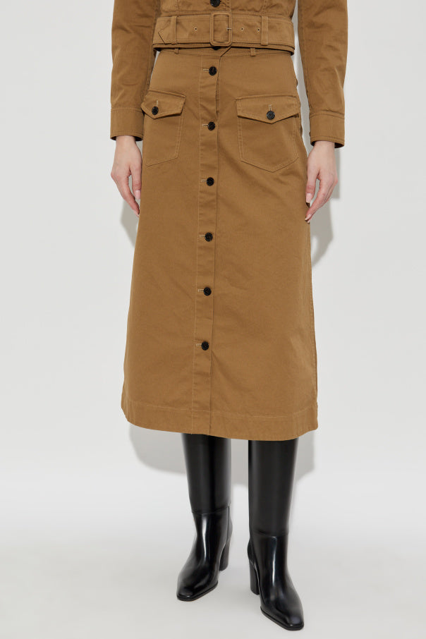 SAINT LAURENT Cotton Midi Skirt Size Fr 38