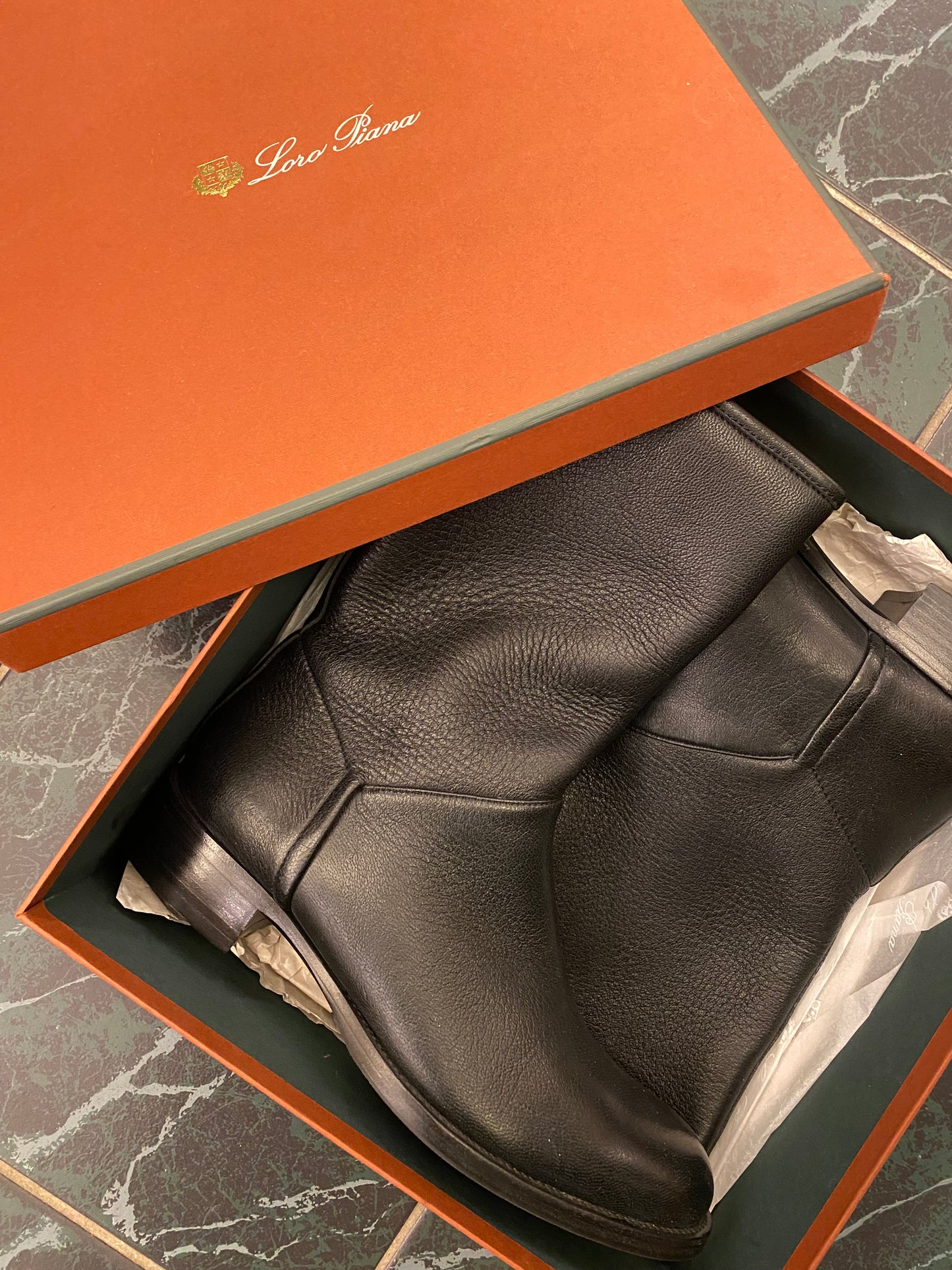 LORO PIANA Leather Boots Black Size 40