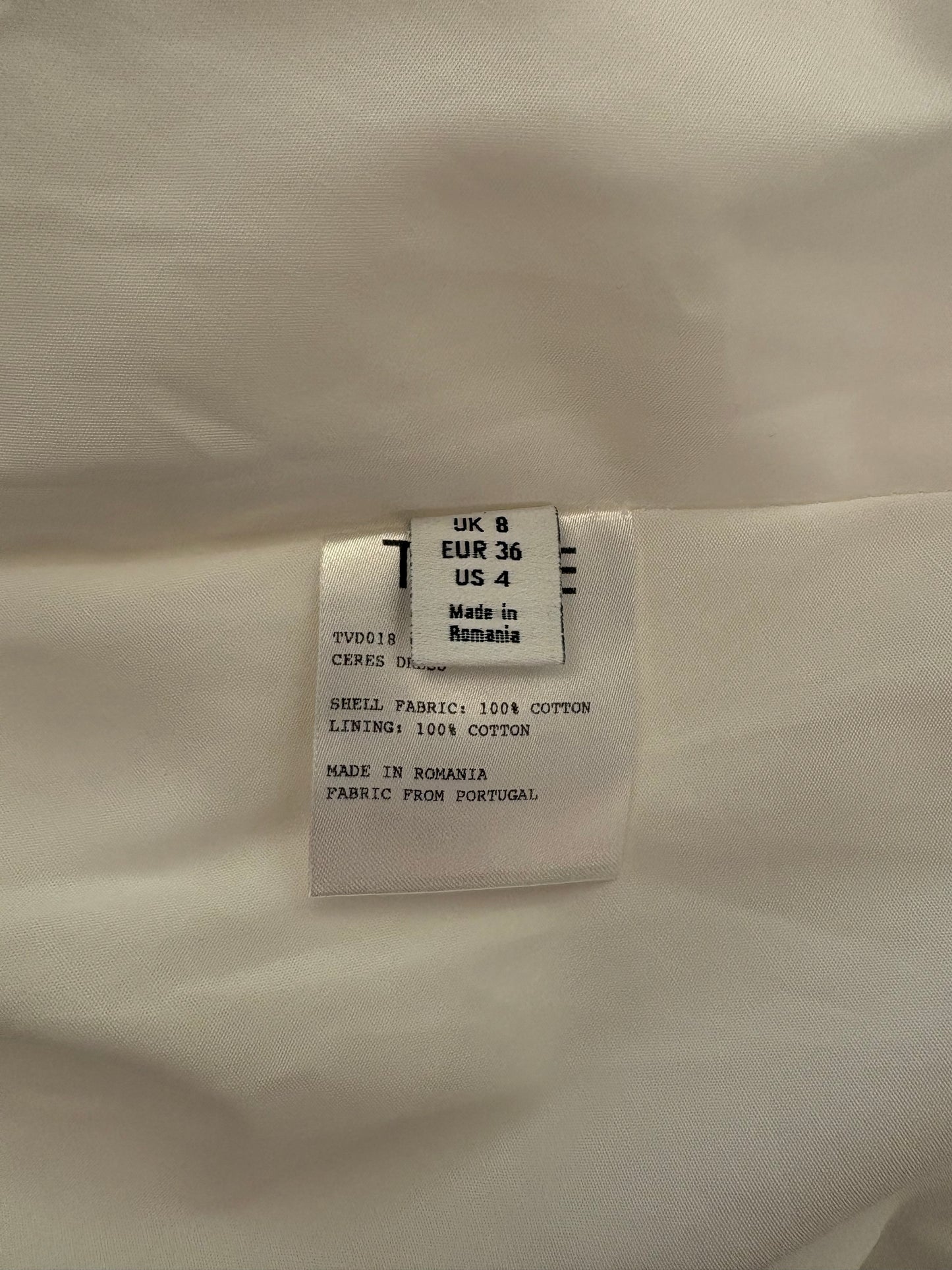TOVE Ceres Organic Cotton Midi White Dress Size 36
