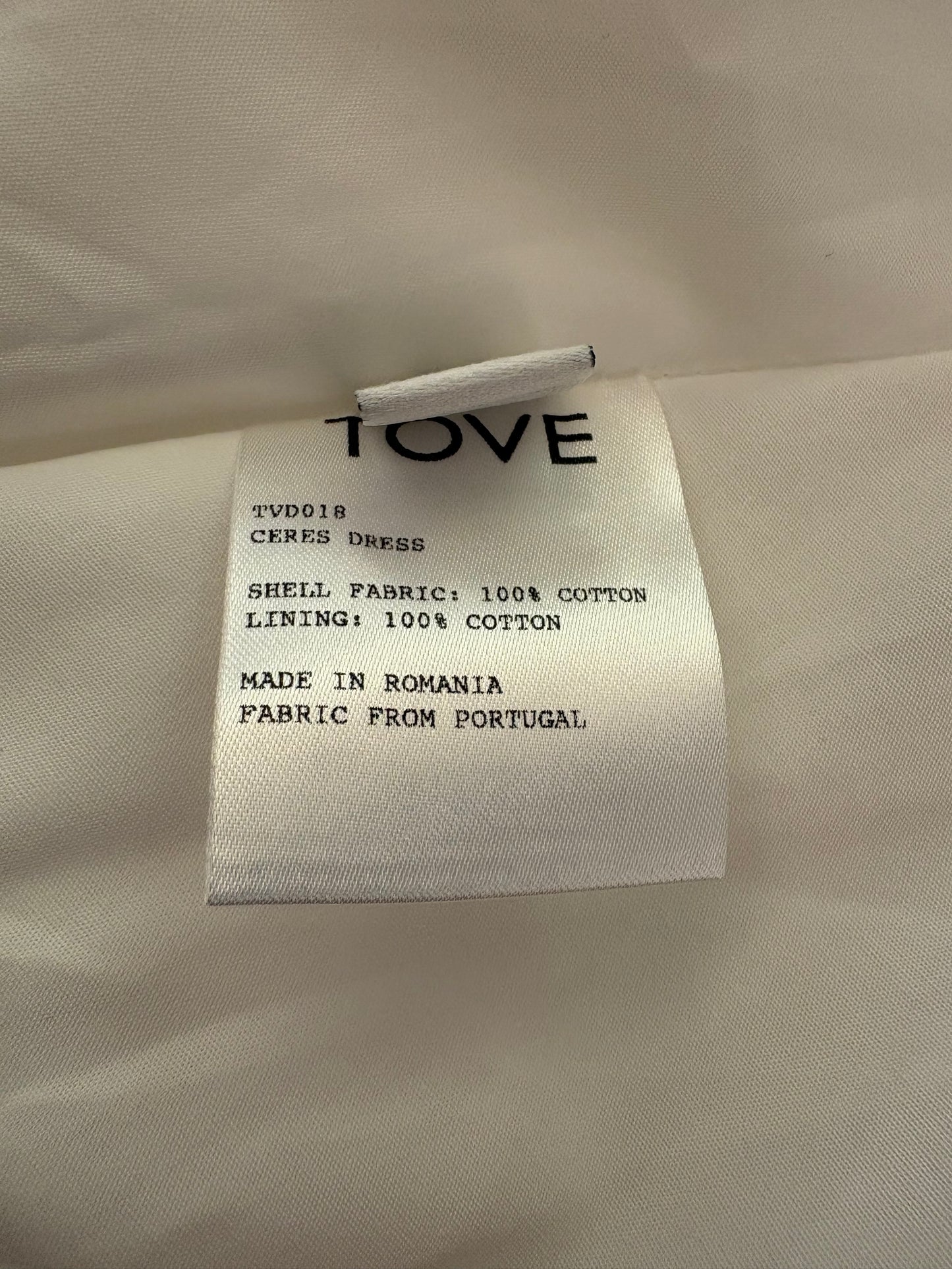 TOVE Ceres Organic Cotton Midi White Dress Size 36