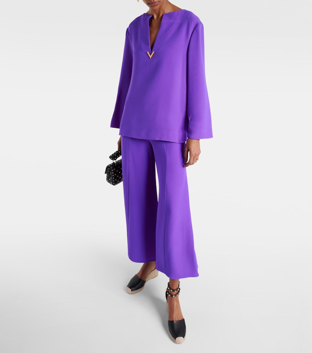 VALENTINO GARAVANI Double Leather Wedge Espadrilles Size 39