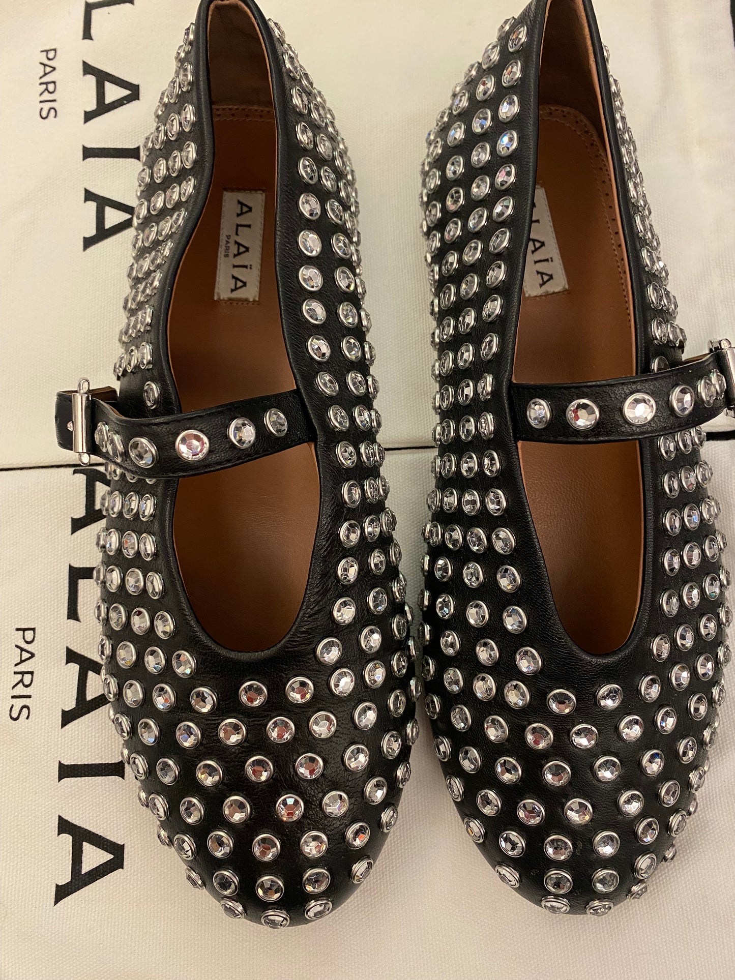 ALAÏA Strass Lambskin Ballet Flats Size 39,5