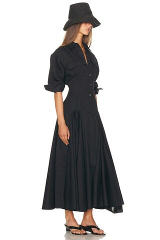 HELSA Godet Shirt Dress Black Size XS