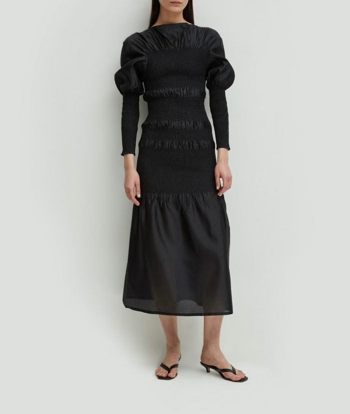 TOTÊME Coripe Silk Long Dress Black Size M