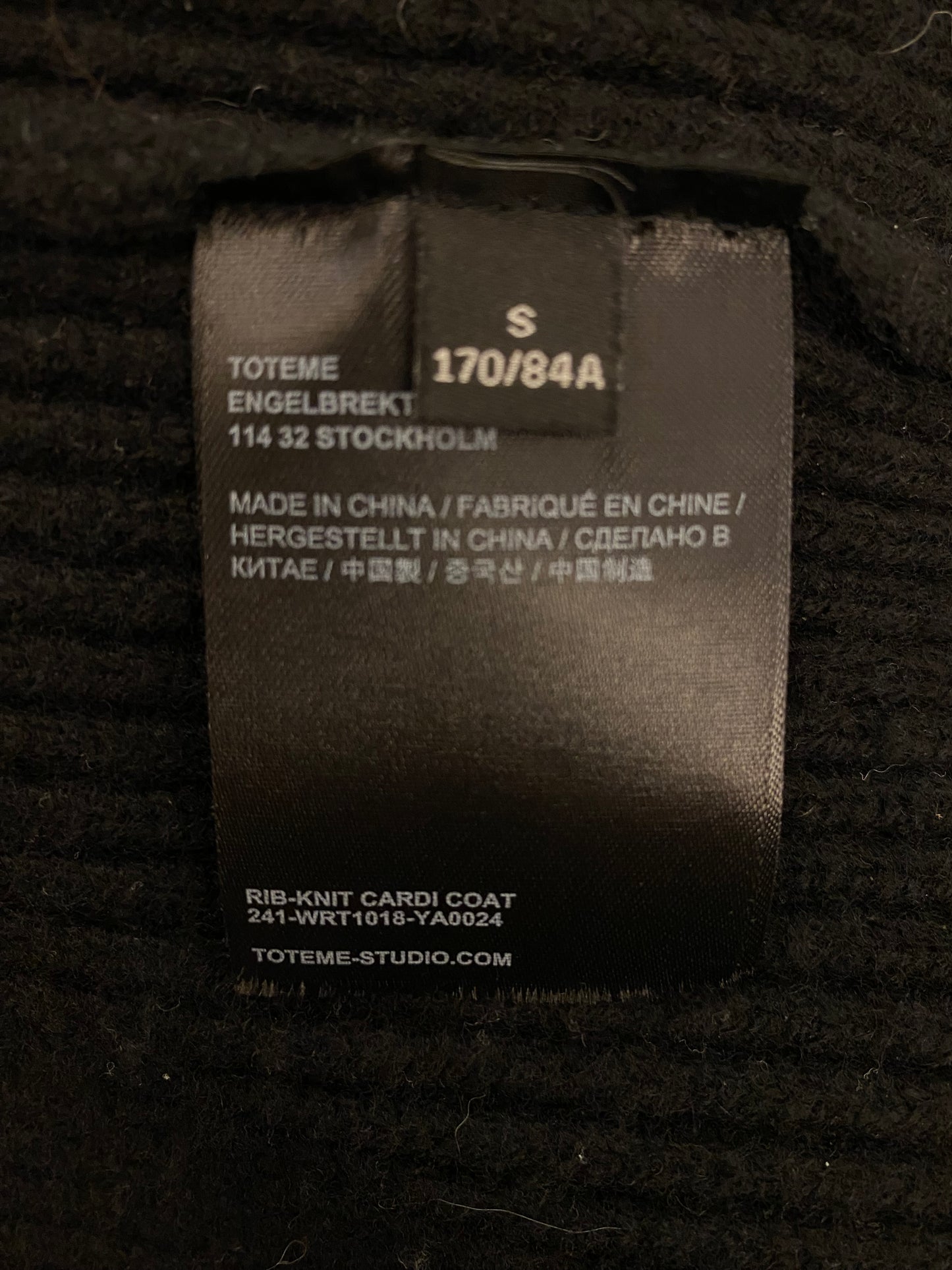 TOTÊME Rib-Knit Cardi Coat Size S