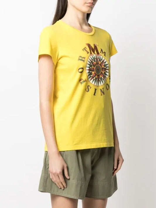 M MISSONI Sport Compass Logo Graphic T-Shirt- Yellow Size S