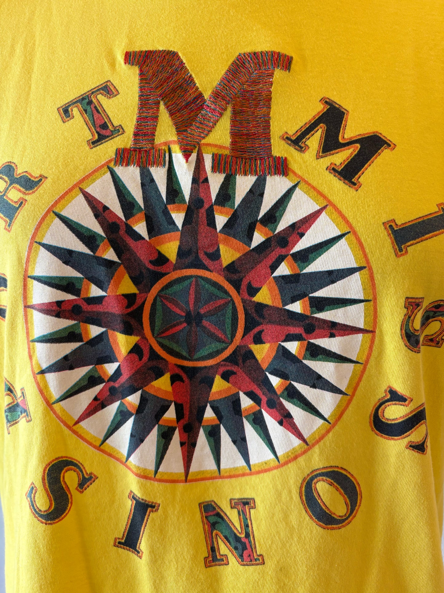 M MISSONI Sport Compass Logo Graphic T-Shirt- Yellow Size S