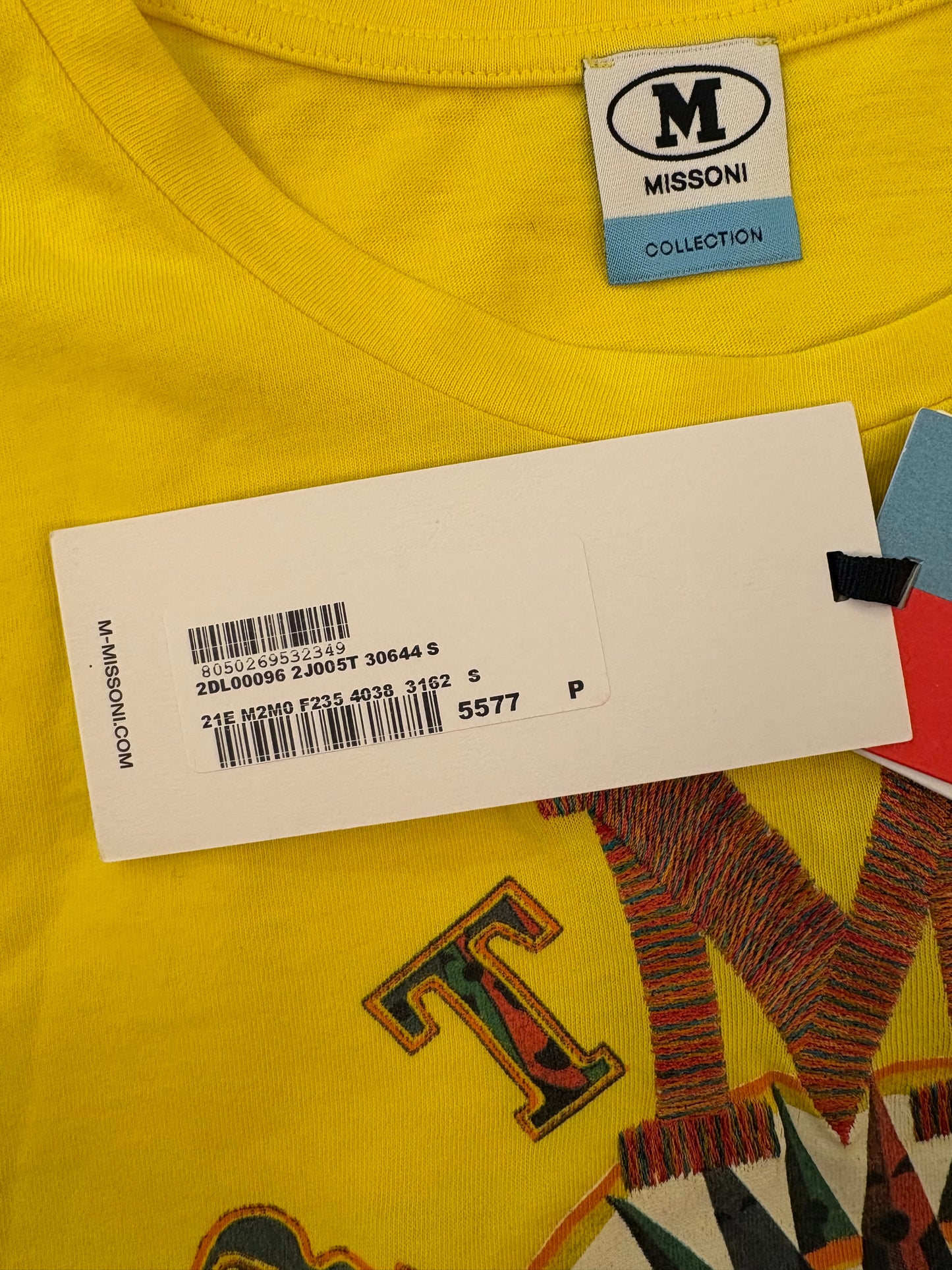 M MISSONI Sport Compass Logo Graphic T-Shirt- Yellow Size S