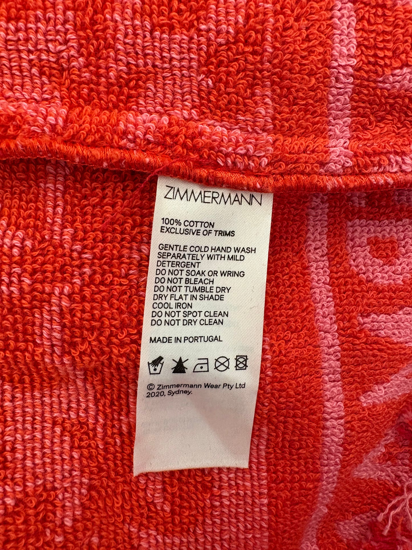 ZIMMERMANN Poppy Cotton Toweling Kaftan Size 0/ IT 40