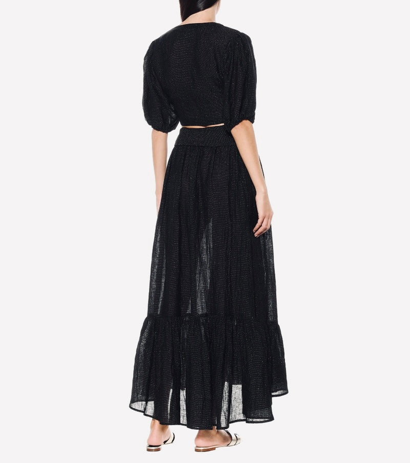 LISA MARIE FERNANDEZ Nicole Linen-Blend Gauze Midi Skirt Size 1/XS