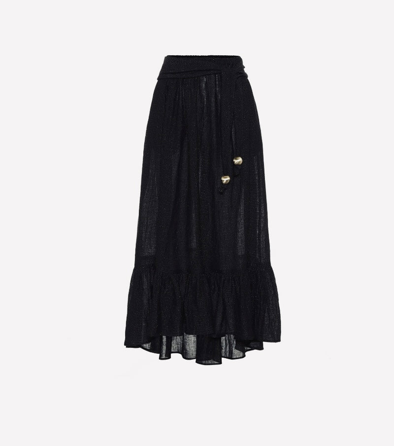 LISA MARIE FERNANDEZ Nicole Linen-Blend Gauze Midi Skirt Size 1/XS