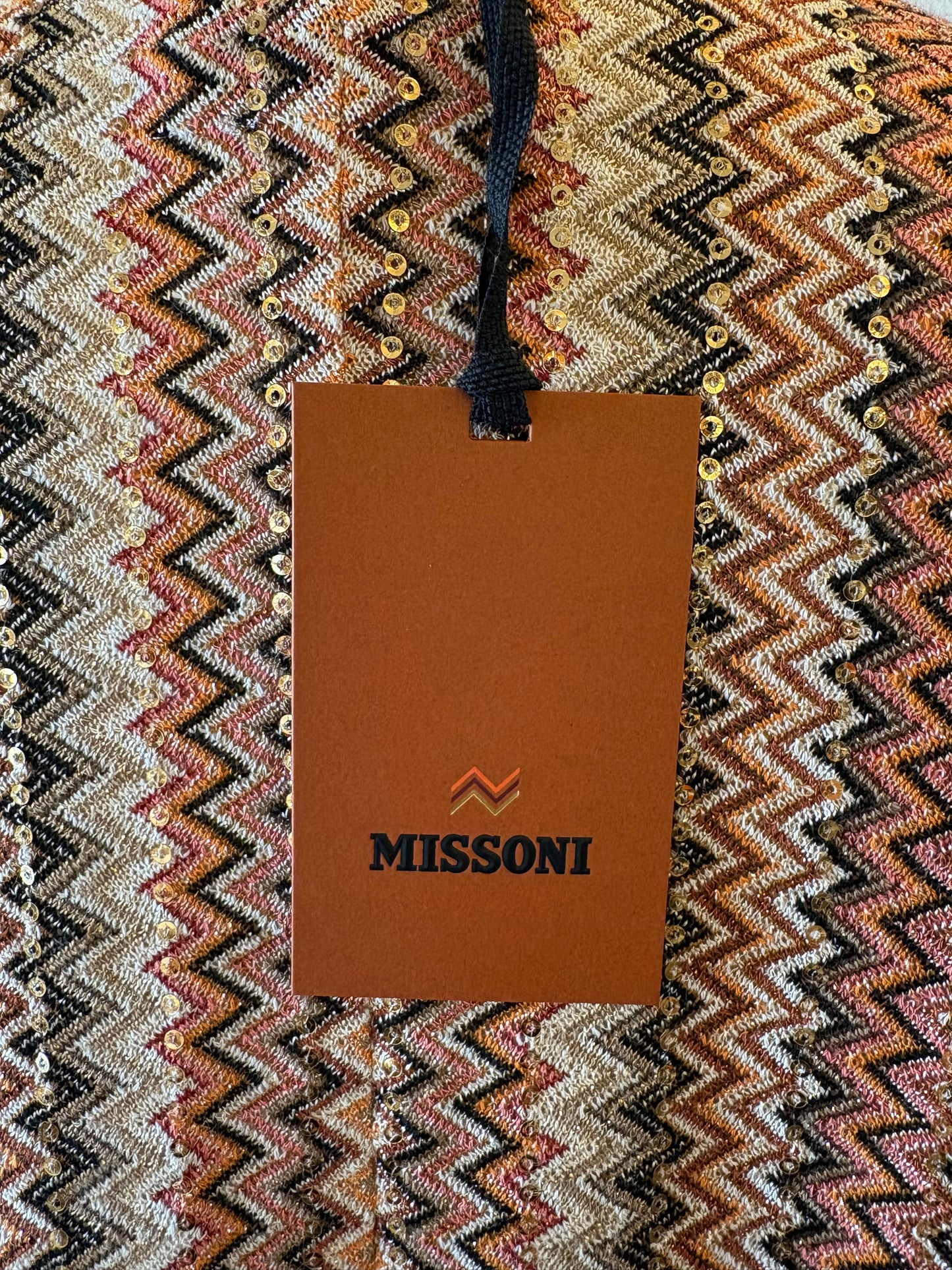 MISSONI Zigzag Fringed Lamé Blouse Size S