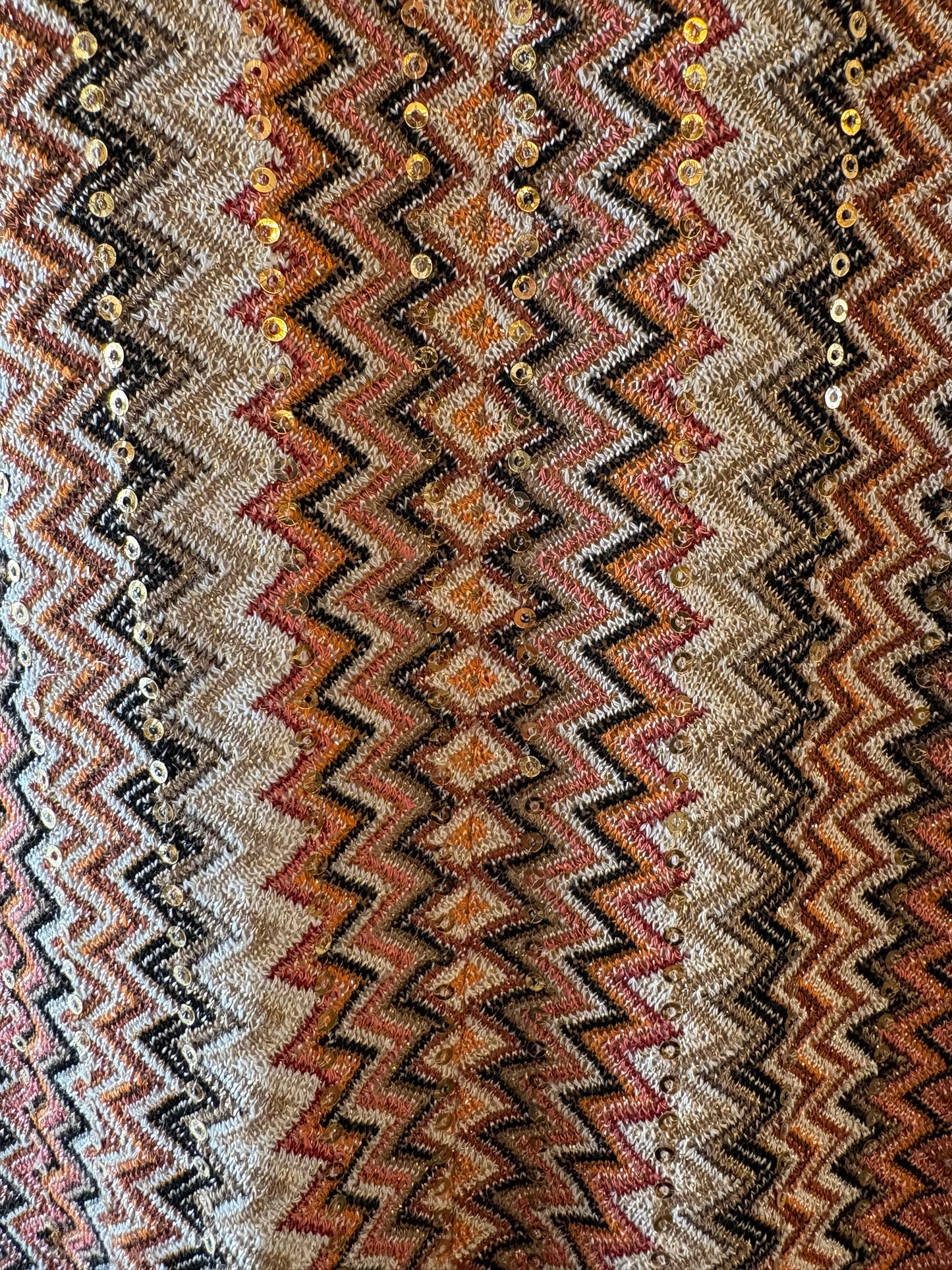 MISSONI Zigzag Fringed Lamé Blouse Size S