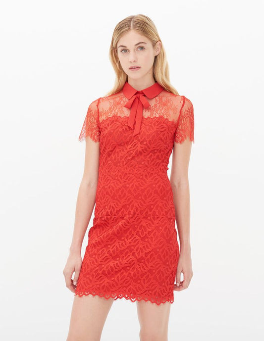 SANDRO Red Lace Dress Size 1/36
