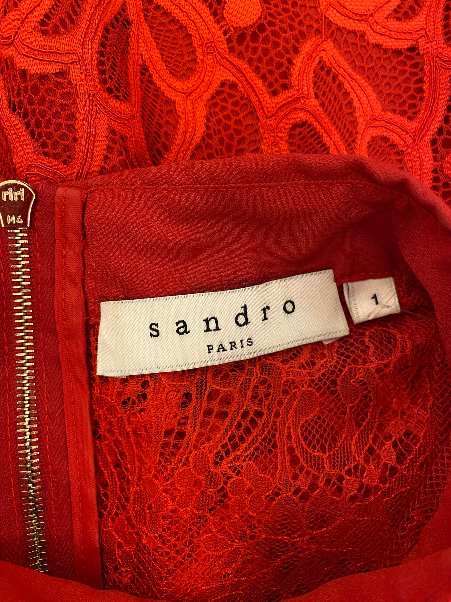 SANDRO Red Lace Dress Size 1/36
