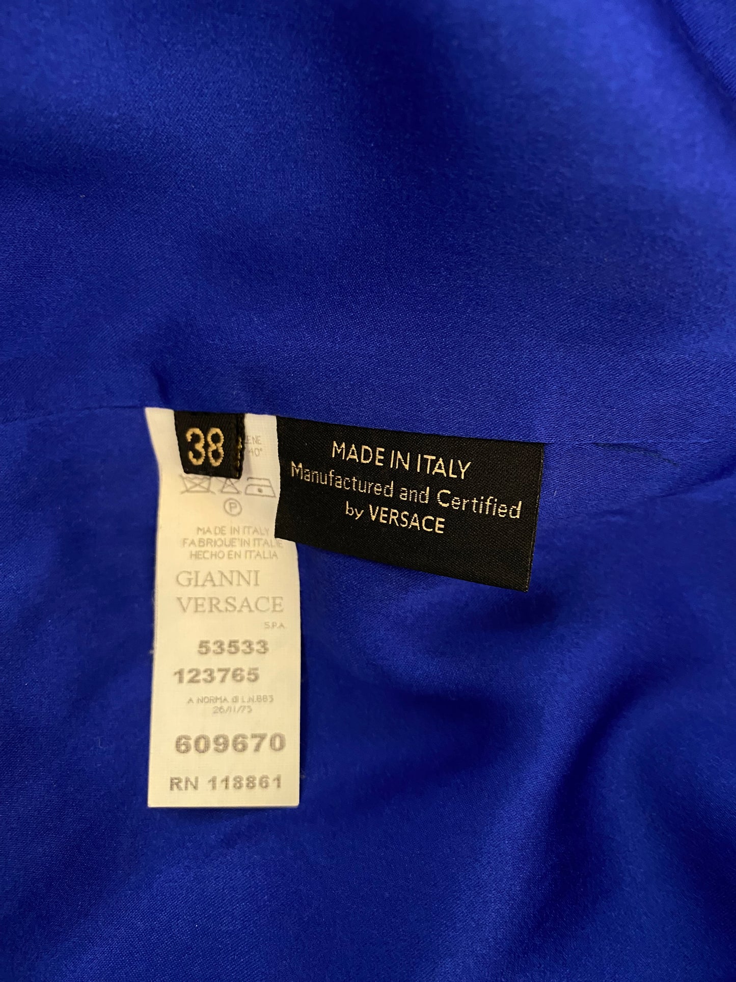 VERSACE Vintage Silk Blue Dress Size 34