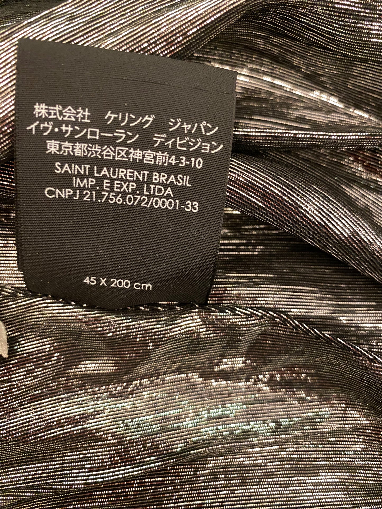 SAINT LAURENT Silk Scarf Silver Metallic