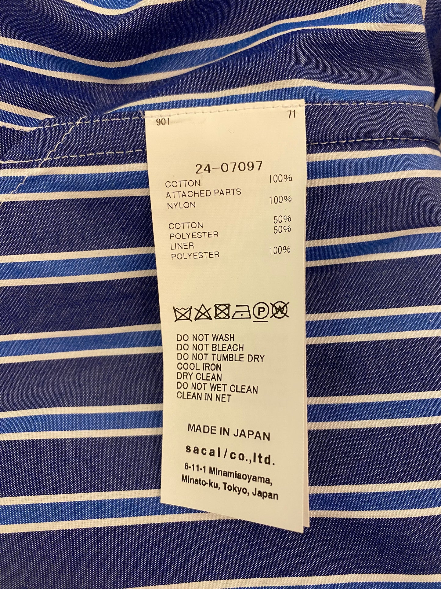 SACAI Cotton Poplin Shirtdress Size 1/S