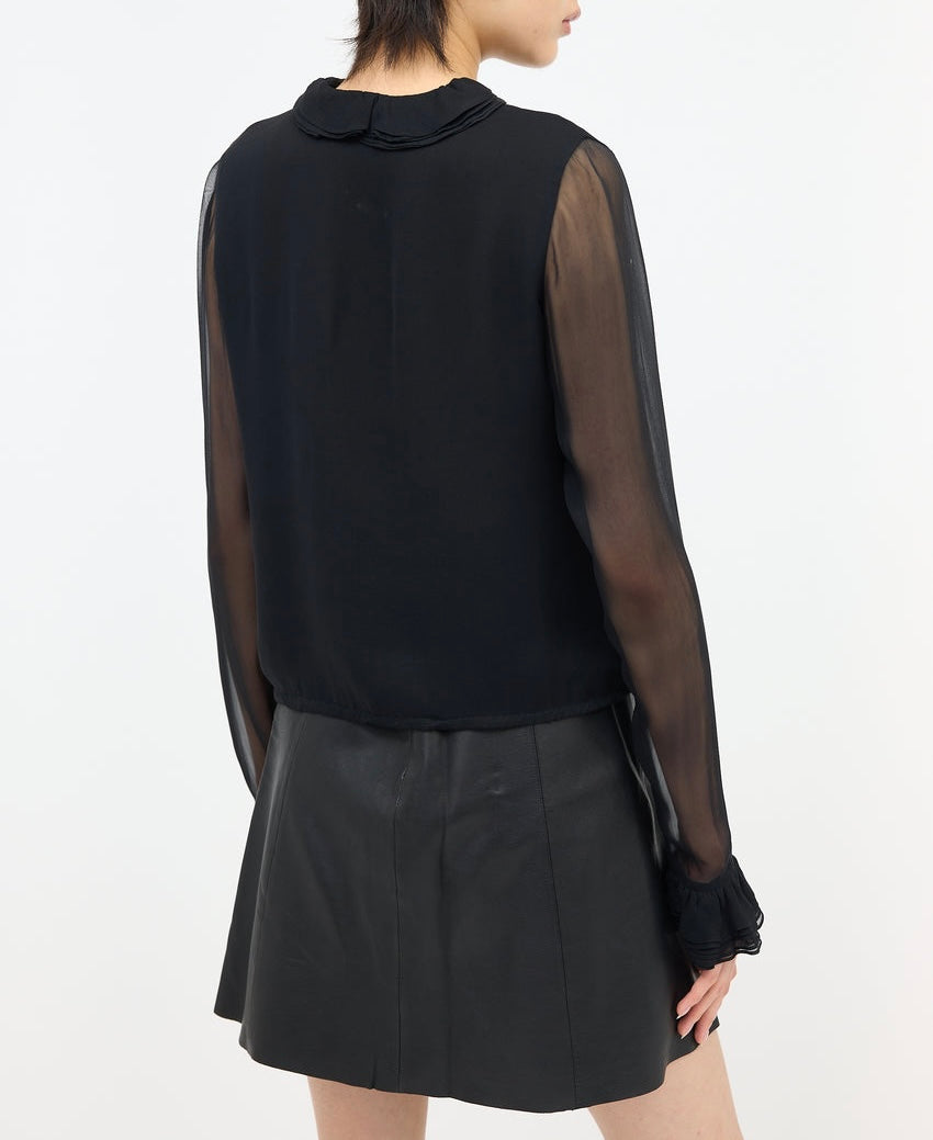 GUCCI Silk Chiffon Ruffle Blouse Size It 40