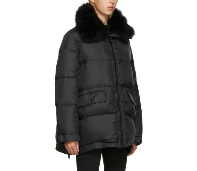 YVES SALOMON - Army Black Down Lamb Fur Jacket Size 34