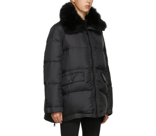 YVES SALOMON - Army Black Down Lamb Fur Jacket Size 34