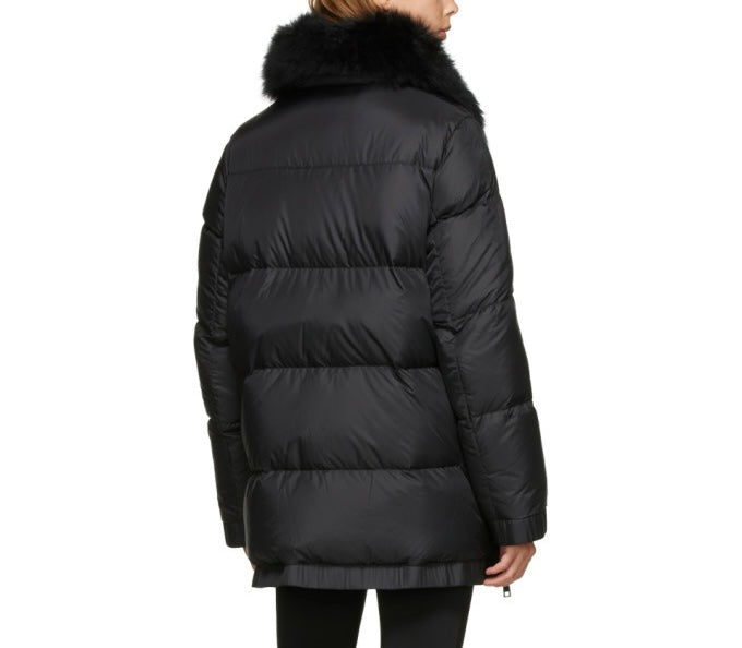 YVES SALOMON - Army Black Down Lamb Fur Jacket Size 34