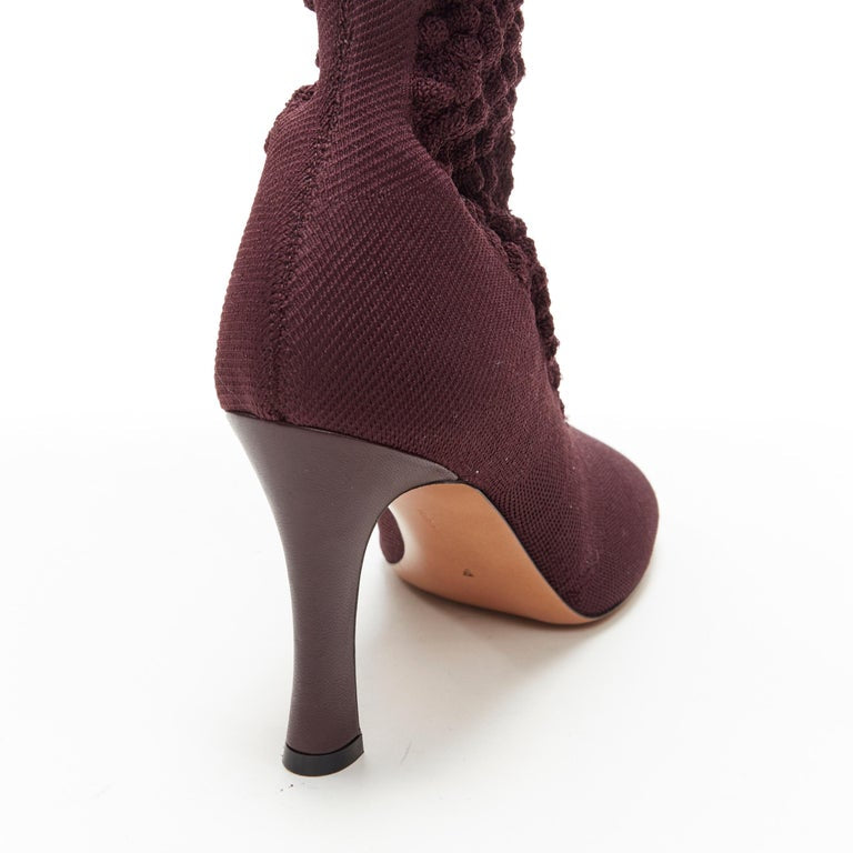 CÉLINE Knitted Boots in Burgundy Size 38