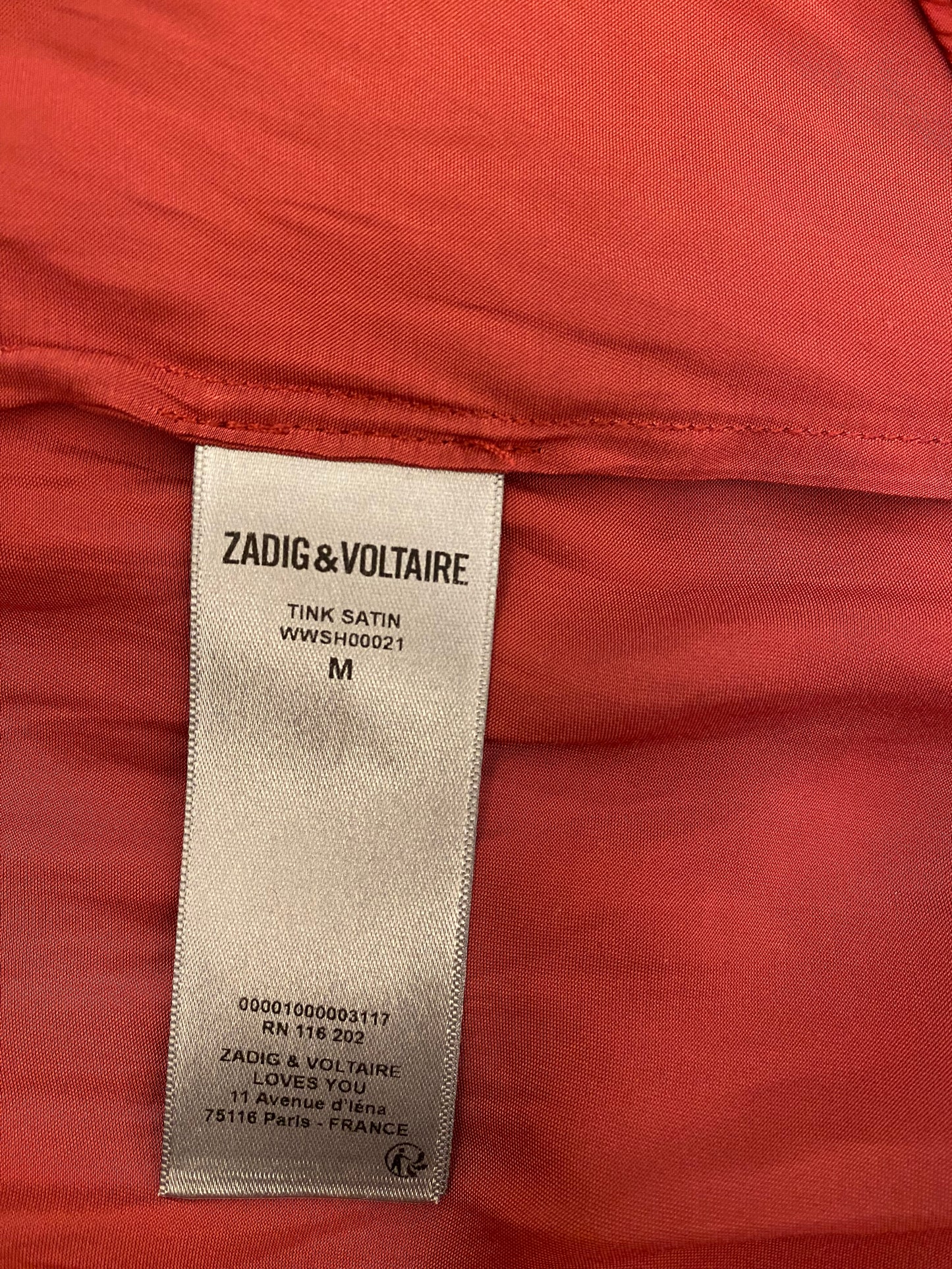 ZADIG & VOLTAIRE Tink Satin Blouse Size M