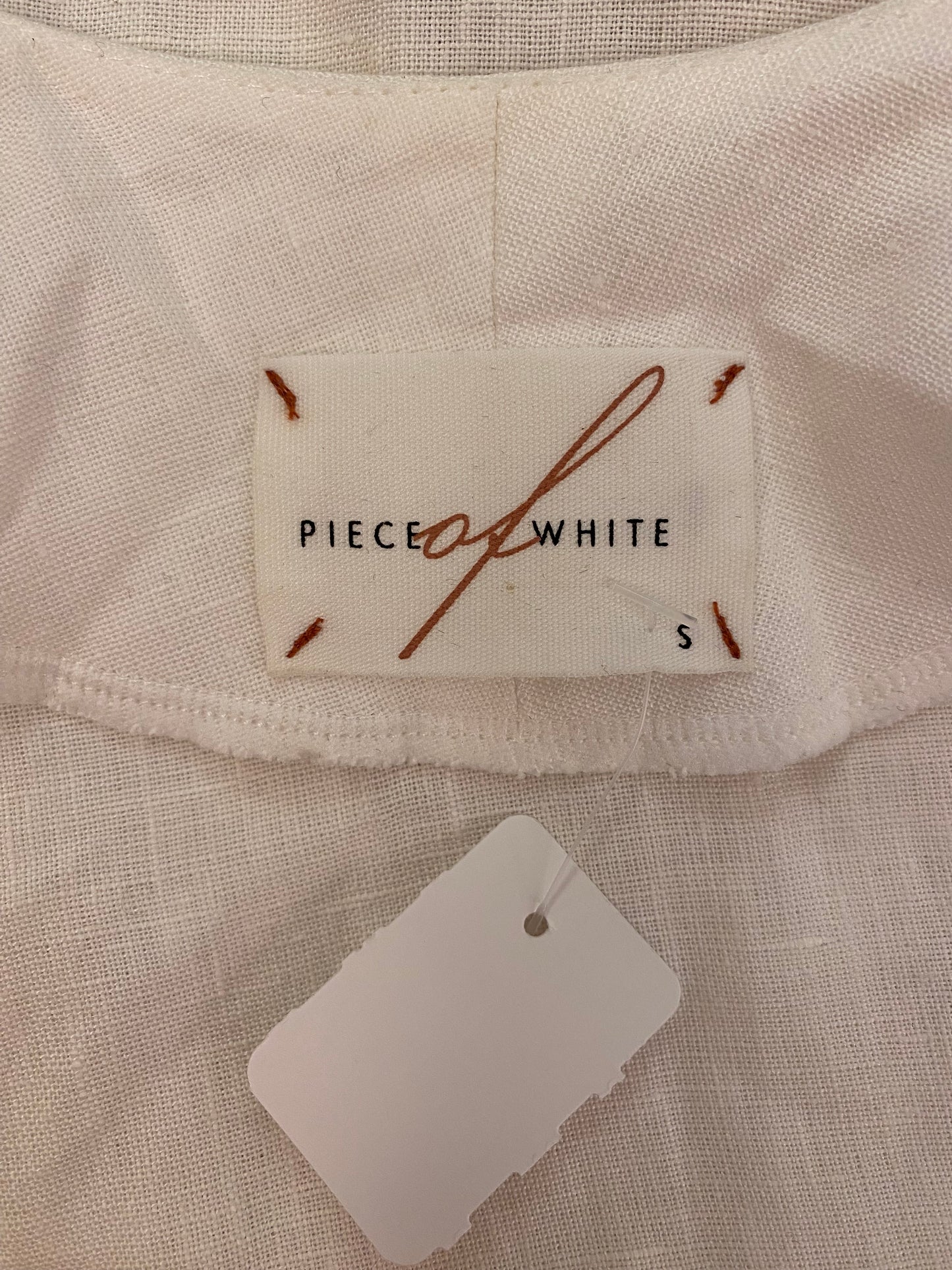 PIECE OF WHITE Linen White Dress Size S