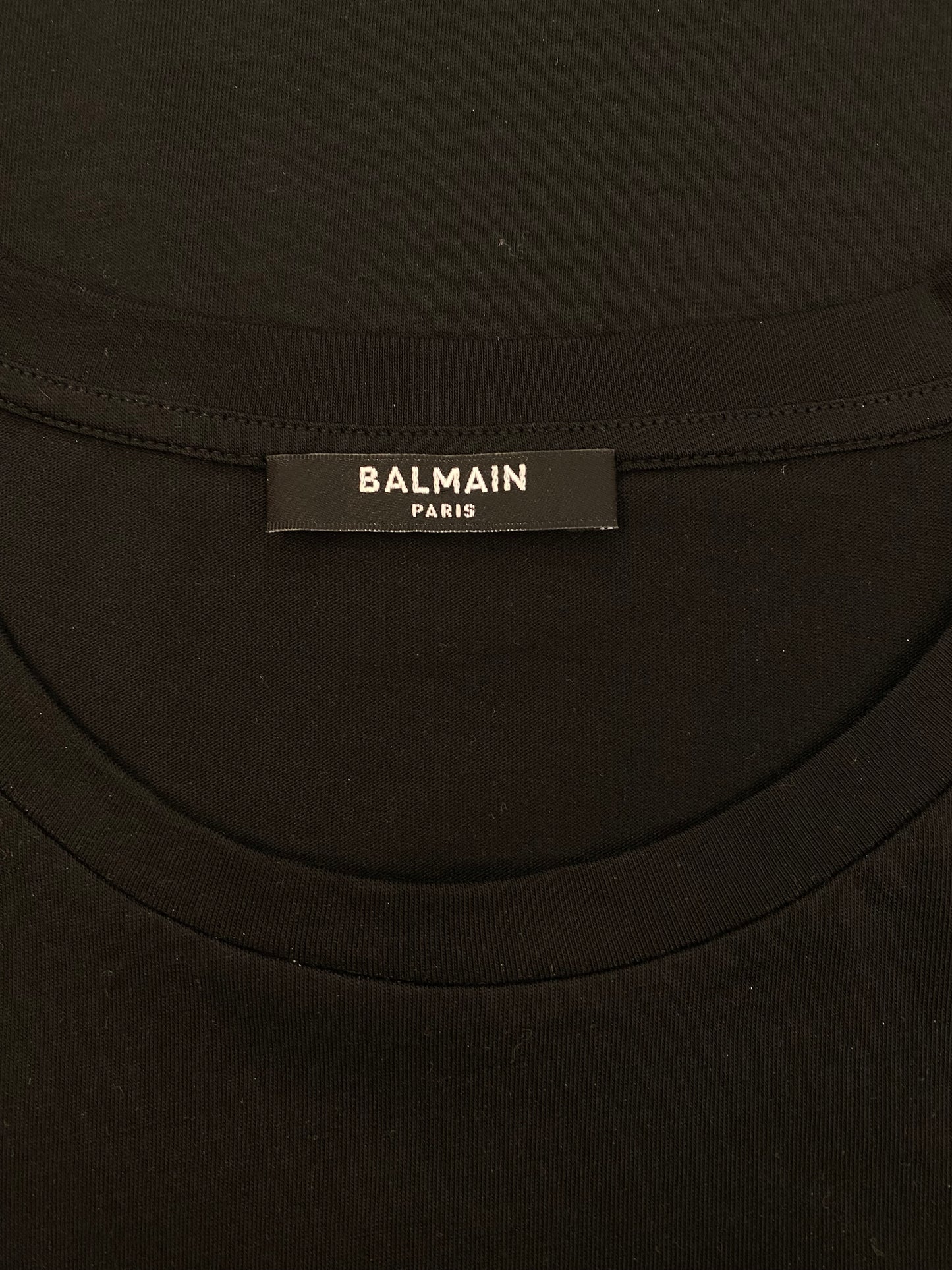 BALMAIN Black T-Shirt with Logo Print Size L