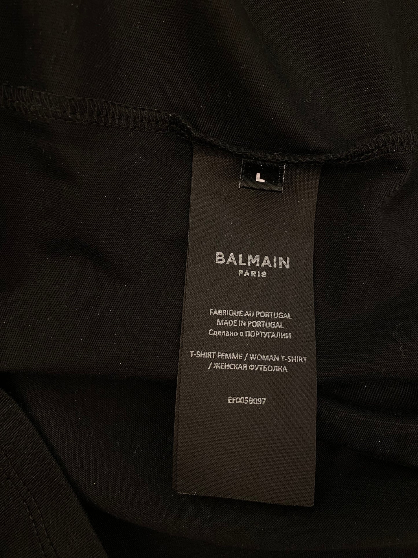 BALMAIN Black T-Shirt with Logo Print Size L