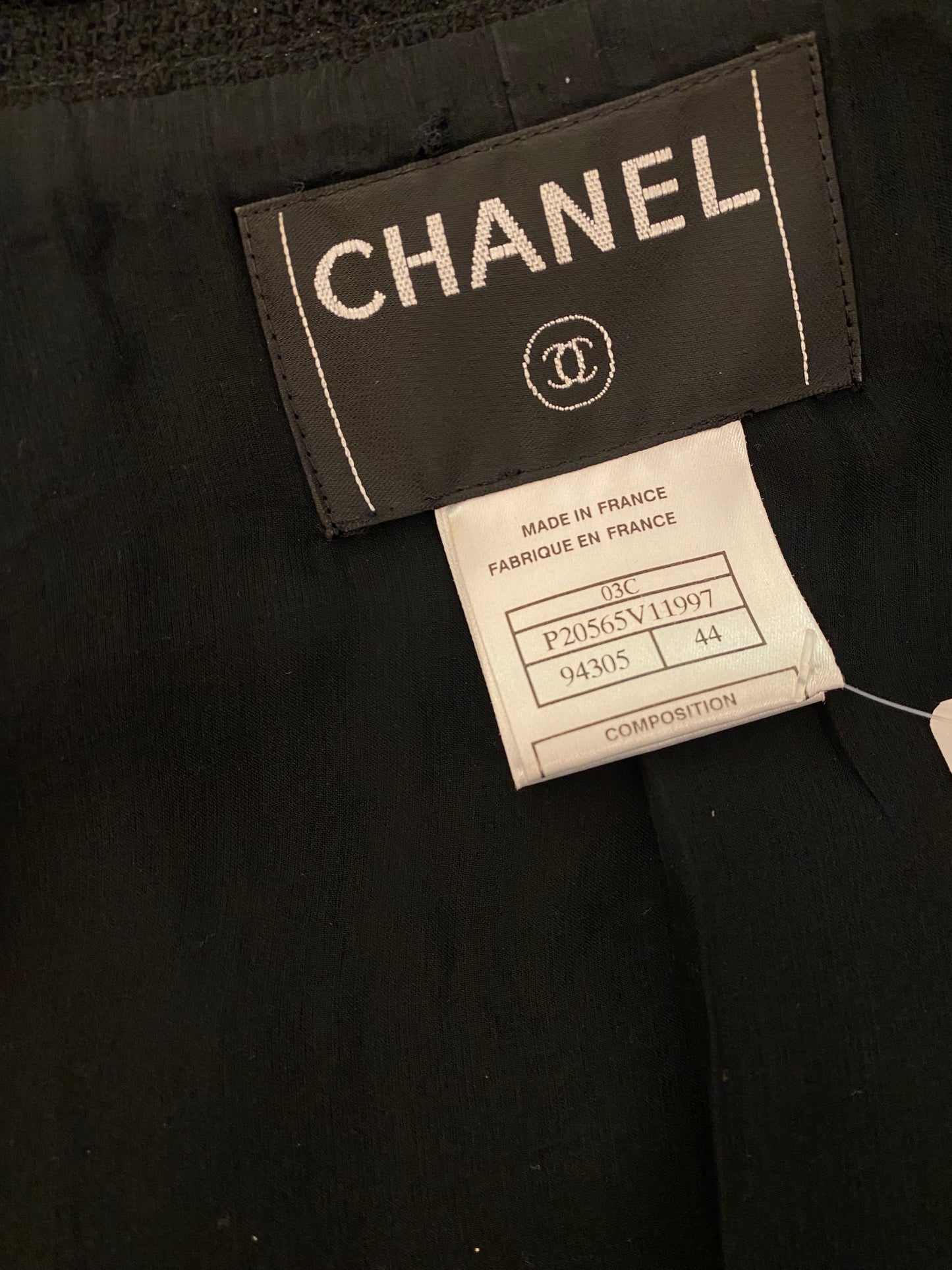 CHANEL Wool Black Jacket Size Fr 44 Eu 42