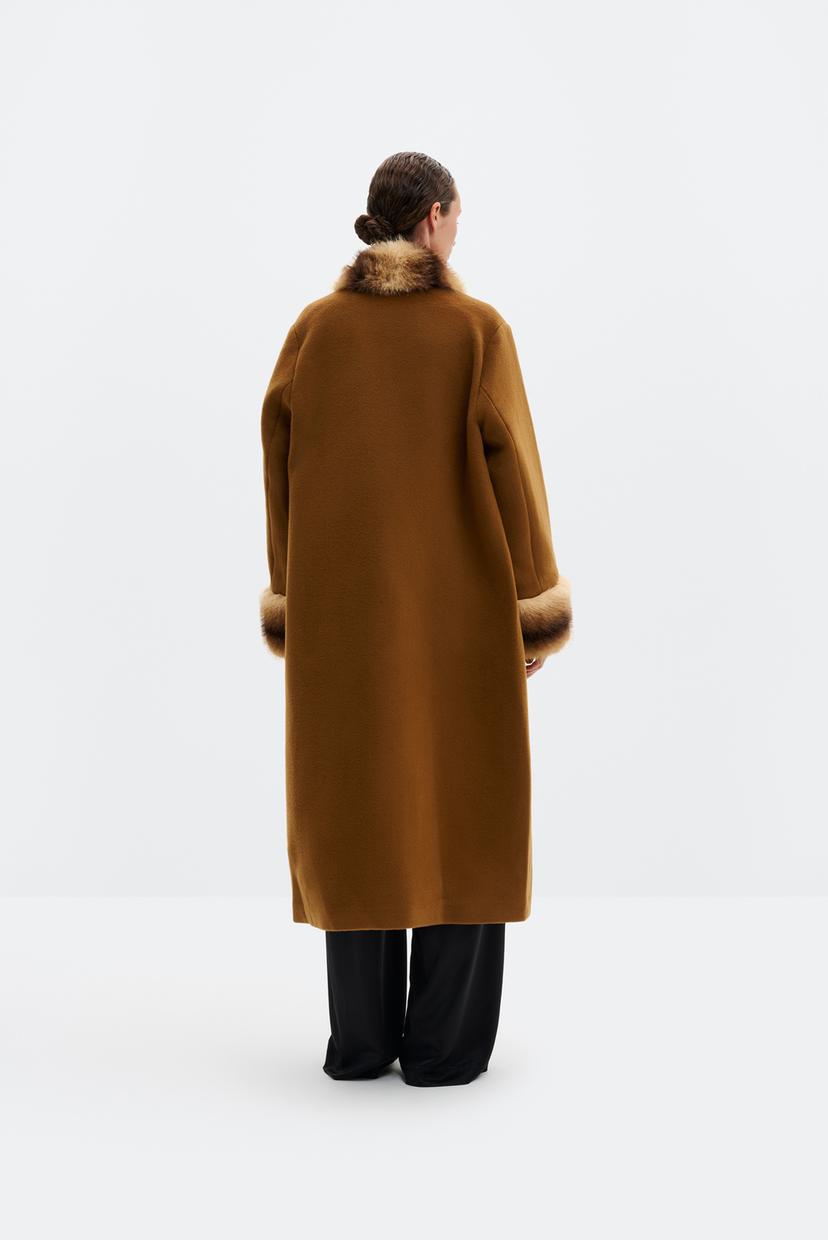 ANOUK YVE Faux Fur Wool Coat in Camel by MALINA Size 36