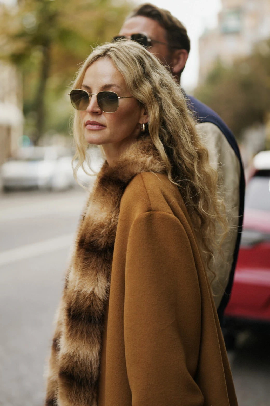 ANOUK YVE Faux Fur Wool Coat in Camel by MALINA Size 36