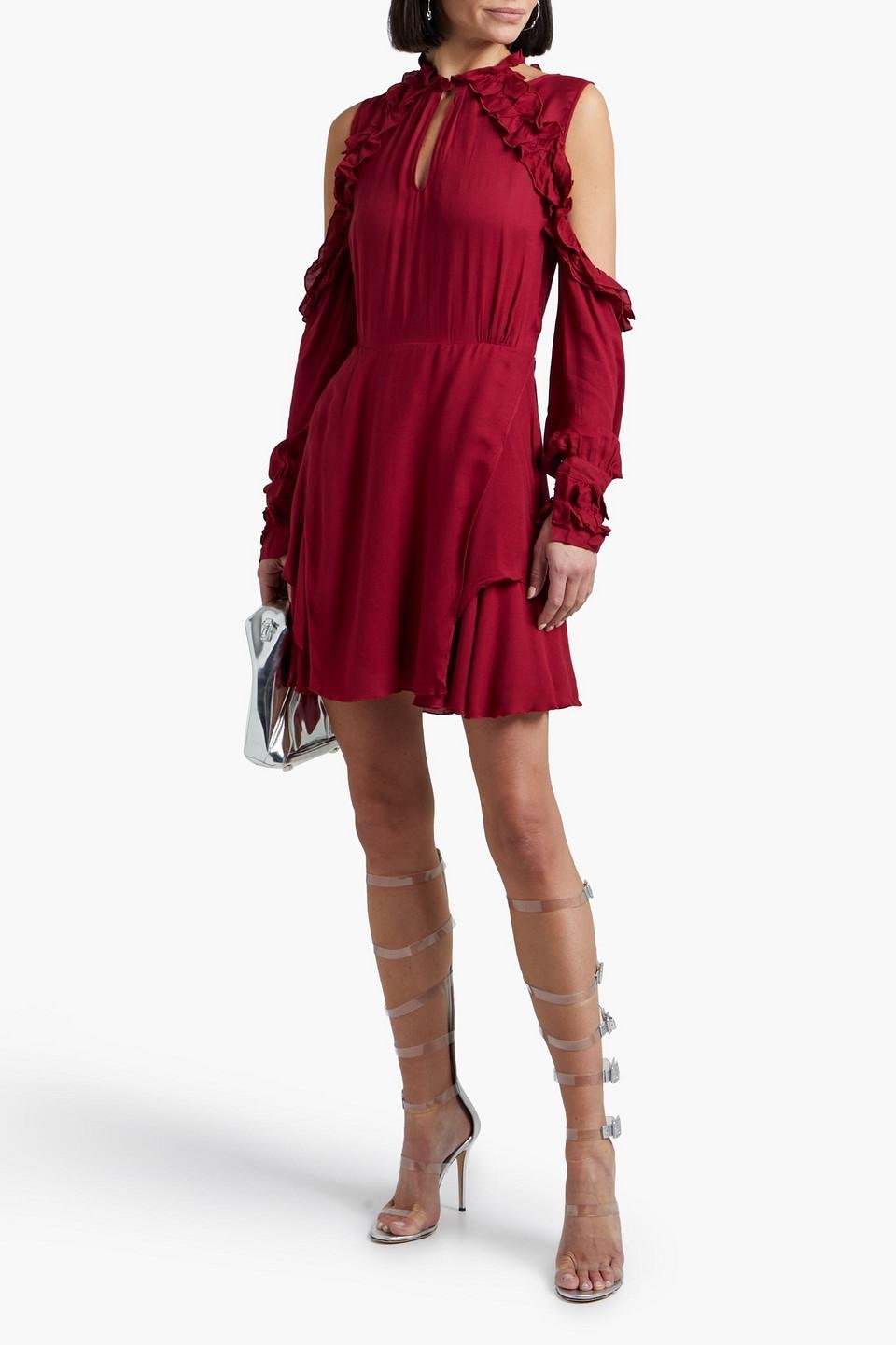 IRO Cold-Shoulder Ruffled Mini Dress Size 34