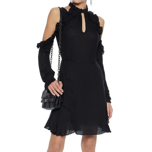 IRO Cold-Shoulder Ruffled Mini Dress Size 34