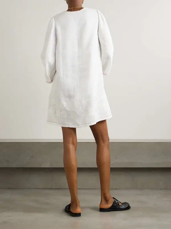 VITA KIN “Tavria” Embroidered Linen Mini Dress Size S
