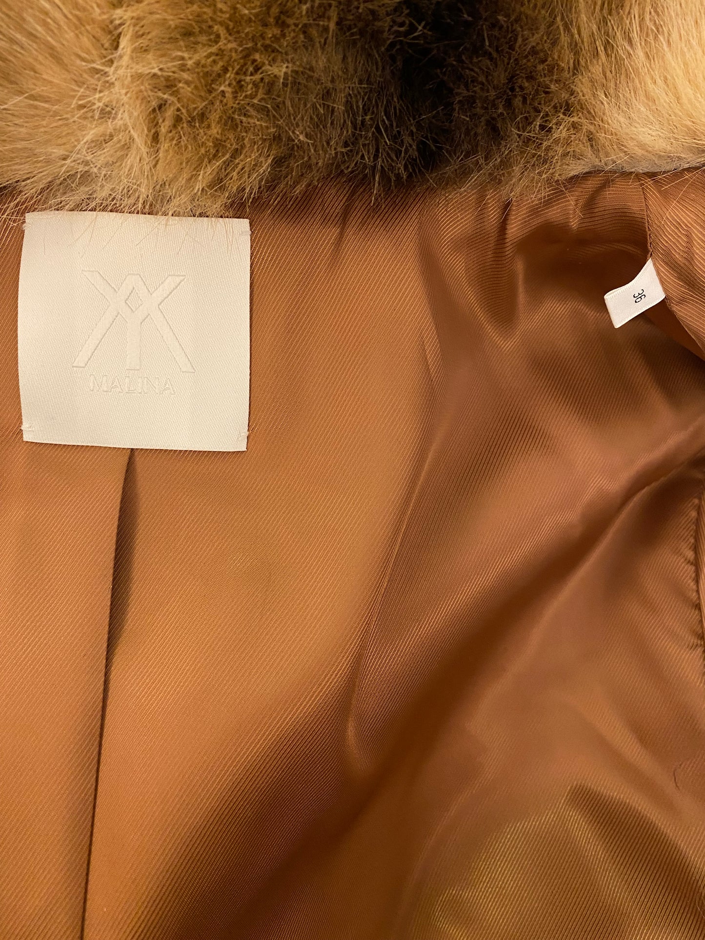 ANOUK YVE Faux Fur Wool Coat in Camel by MALINA Size 36