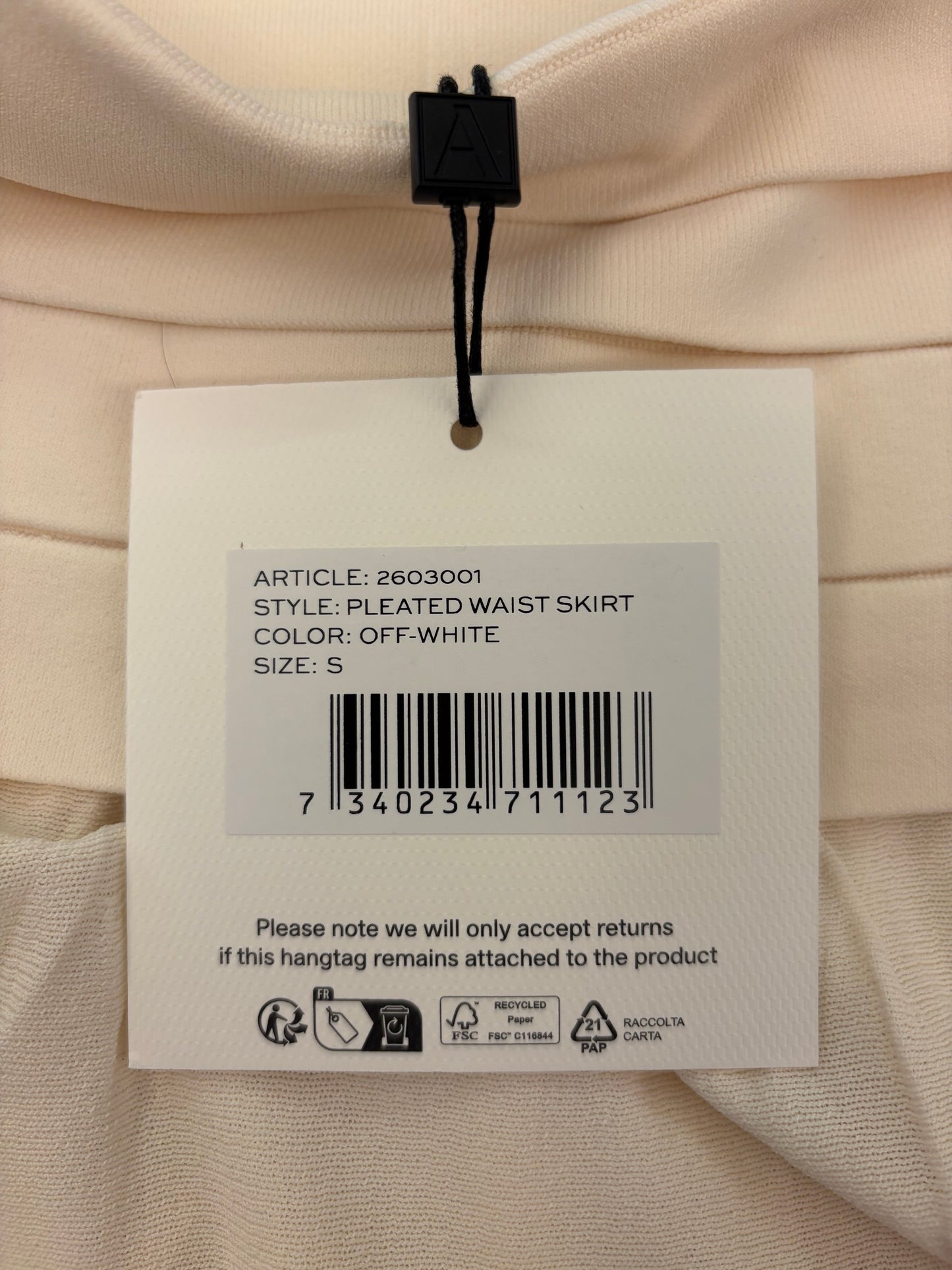 ARAKII Pleated Waist Skirt - Off-White Size S