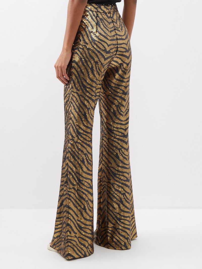 RAEY Tiger Sequin Bootcut Trousers Size 8 / S