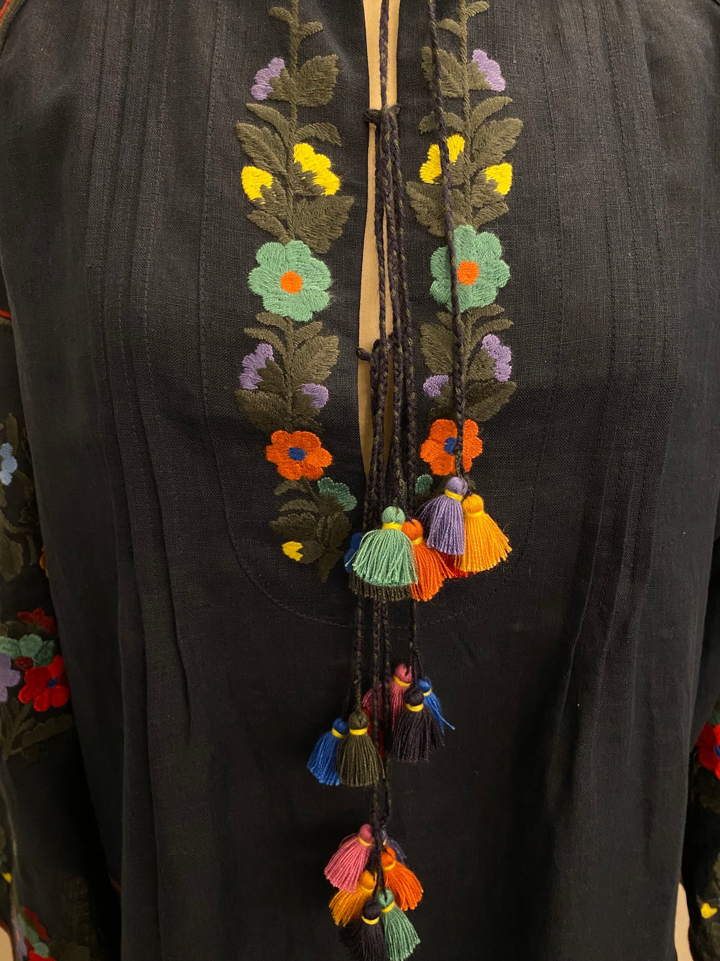 VITA KIN Embroidered Linen Dress Size XS