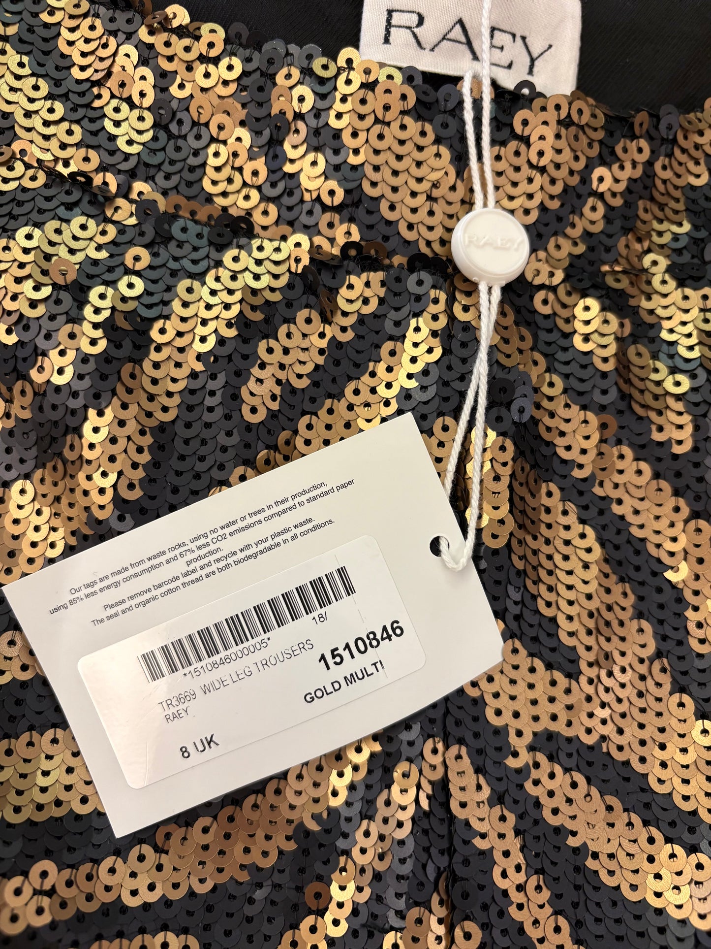 RAEY Tiger Sequin Bootcut Trousers Size 8 / S