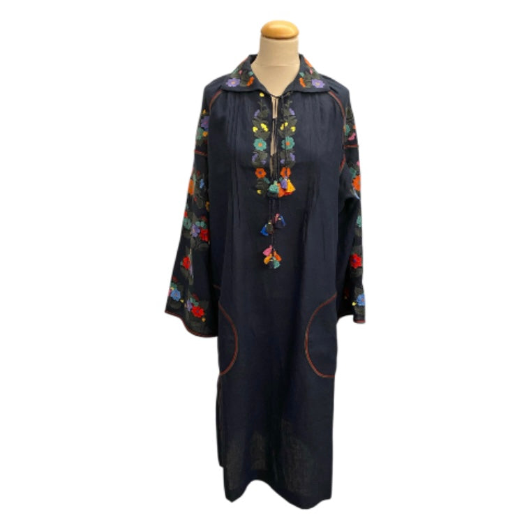 VITA KIN Embroidered Linen Dress Size XS