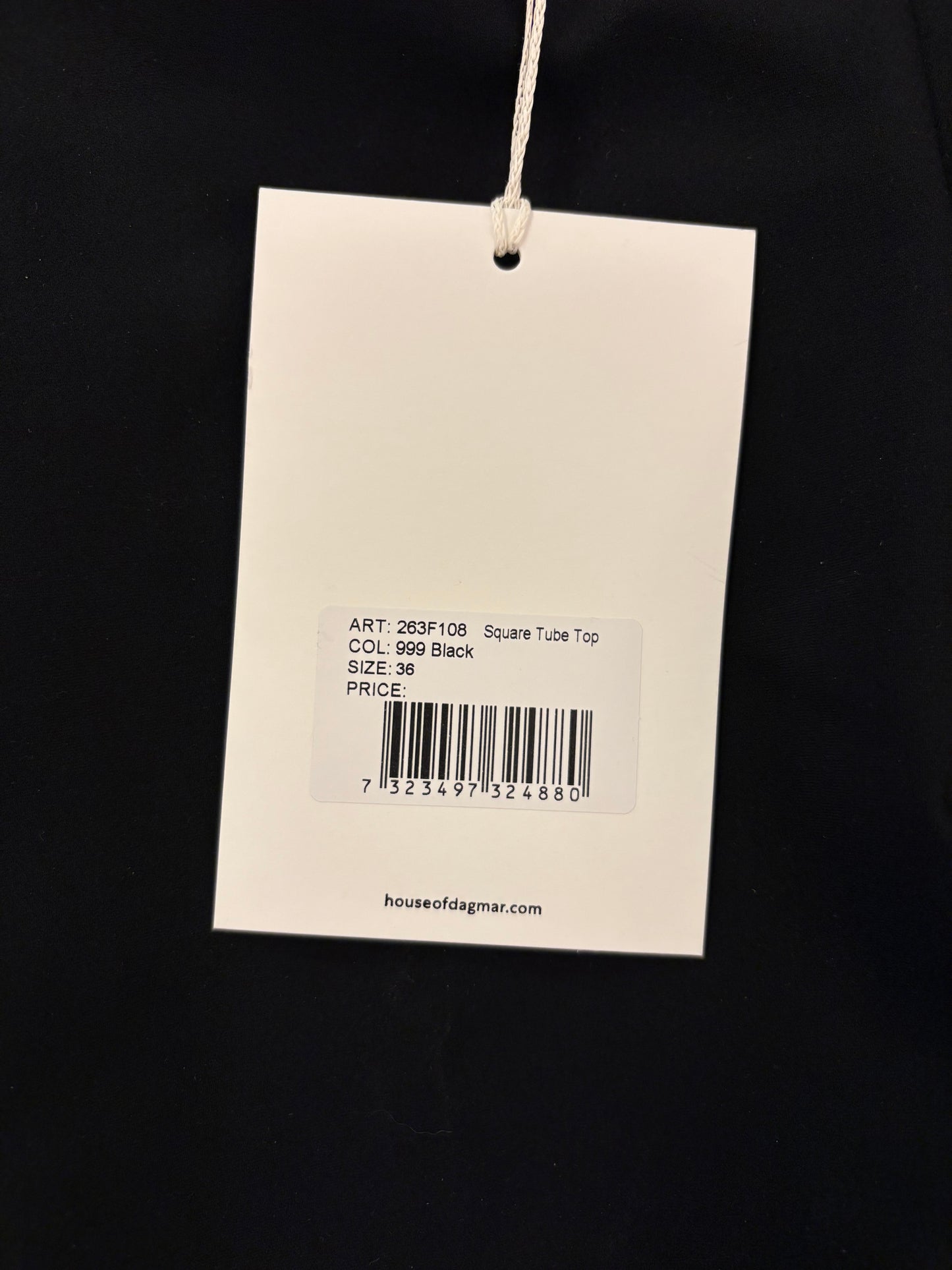 HOUSE OF DAGMAR Square Tube Top Black Size 36