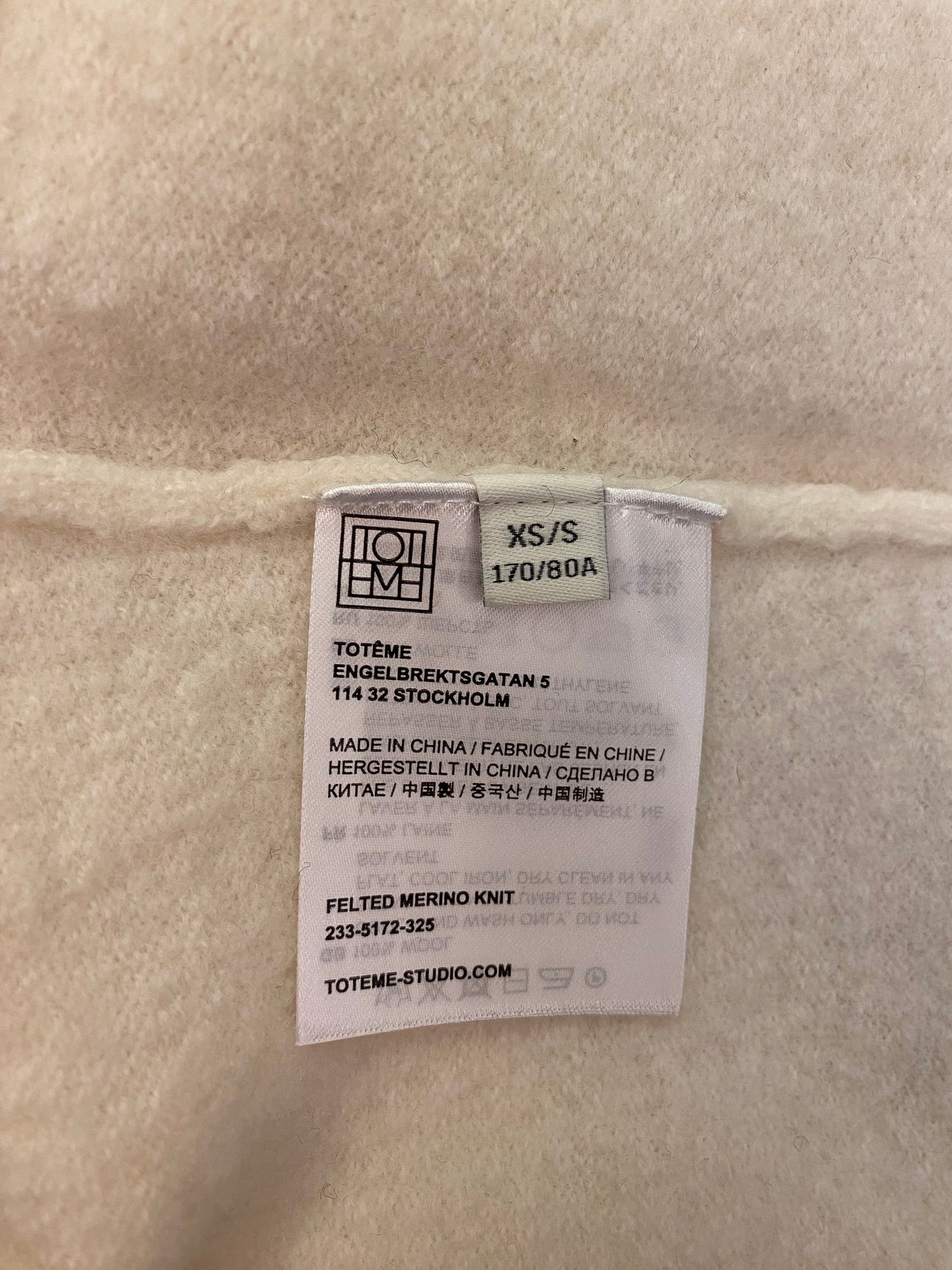 TOTÊME Felted Merino Knit Sweater Size XS/S